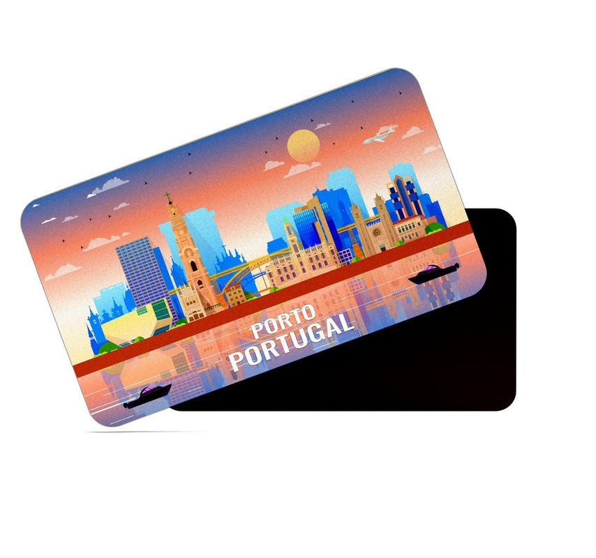 dhcrafts Rectangular Rubber Fridge Magnet / Magnetic Card Multicolor Portugal Porto Design Pack of 1 (8.6cm x 5.4cm)